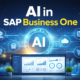 AI in SAP Business One dashboard showing ERP automation, data analytics, and intelligent business technology