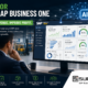 Business executive using AI for SAP Business One to analyze ERP dashboards, improve profitability, increase revenue, optimize inventory, and make smarter business decisions.