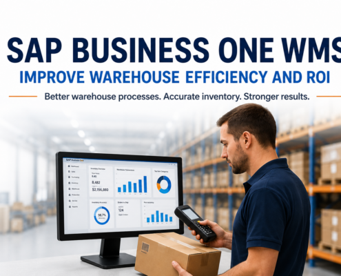 SAP Business One WMS warehouse efficiency solution with barcode scanning, inventory management, and real-time warehouse data