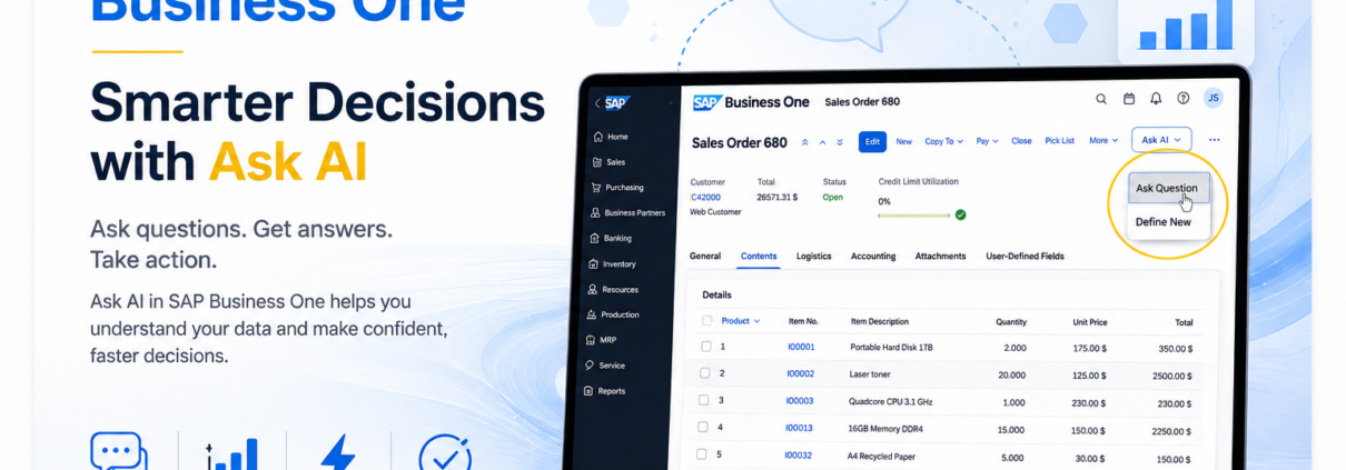 SAP Business One FP 2608 Web Client with Ask AI features
